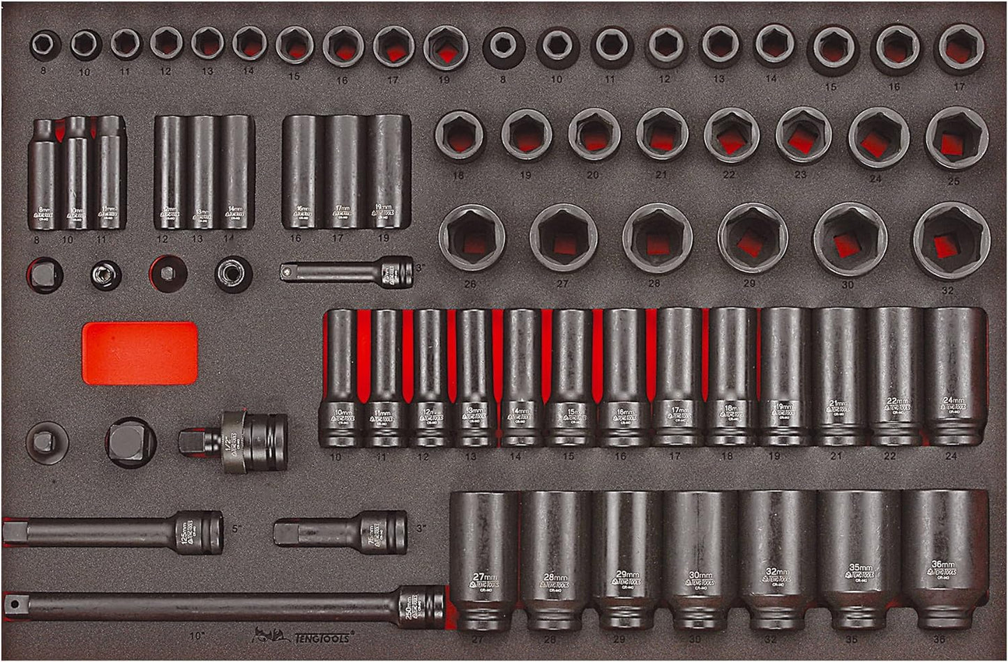Kit ferramenta carro + baú EVA 530 PEÇAS TENGTOOLS