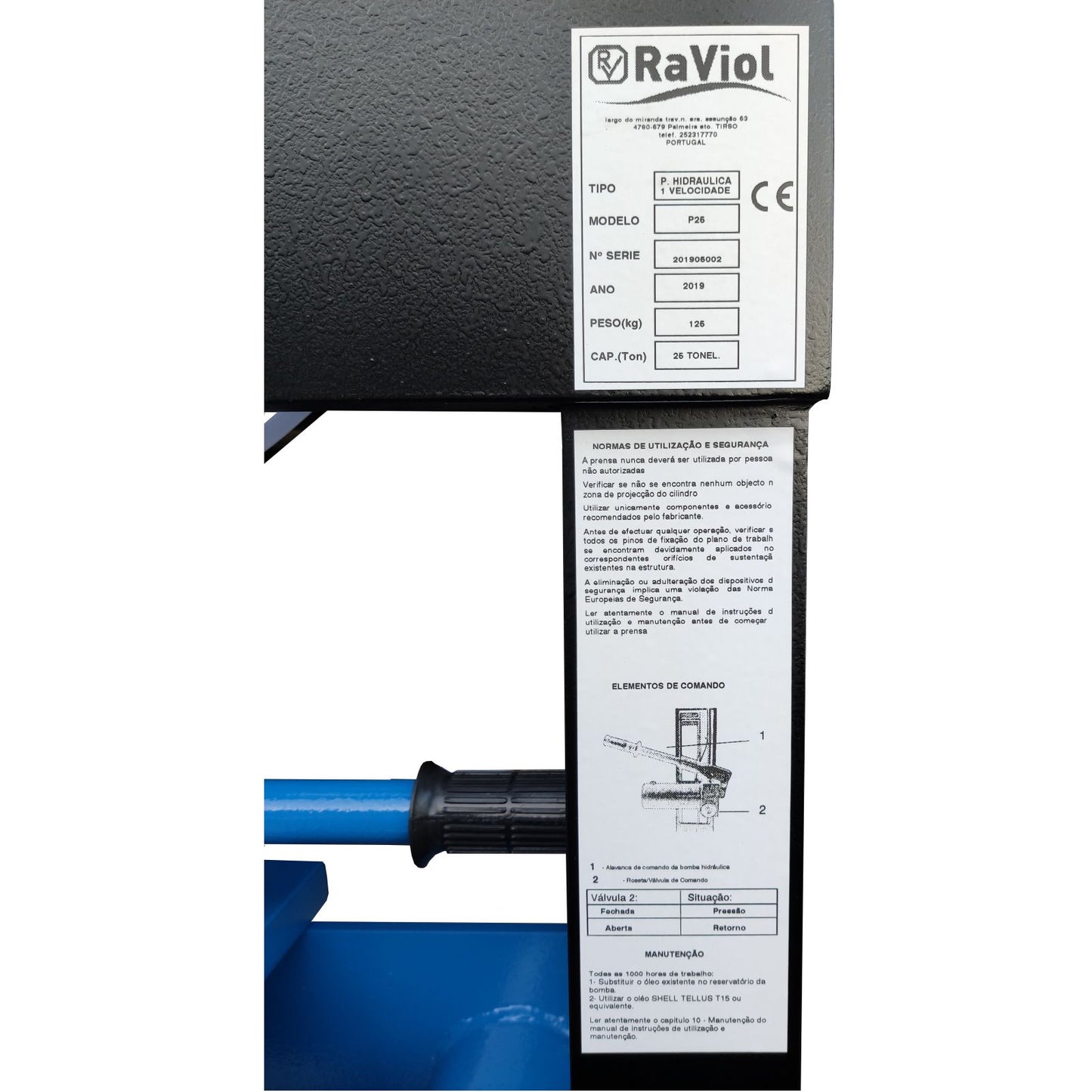 Prensa bancada manual hidráulico móvel 25TON RAVIOL P25M
